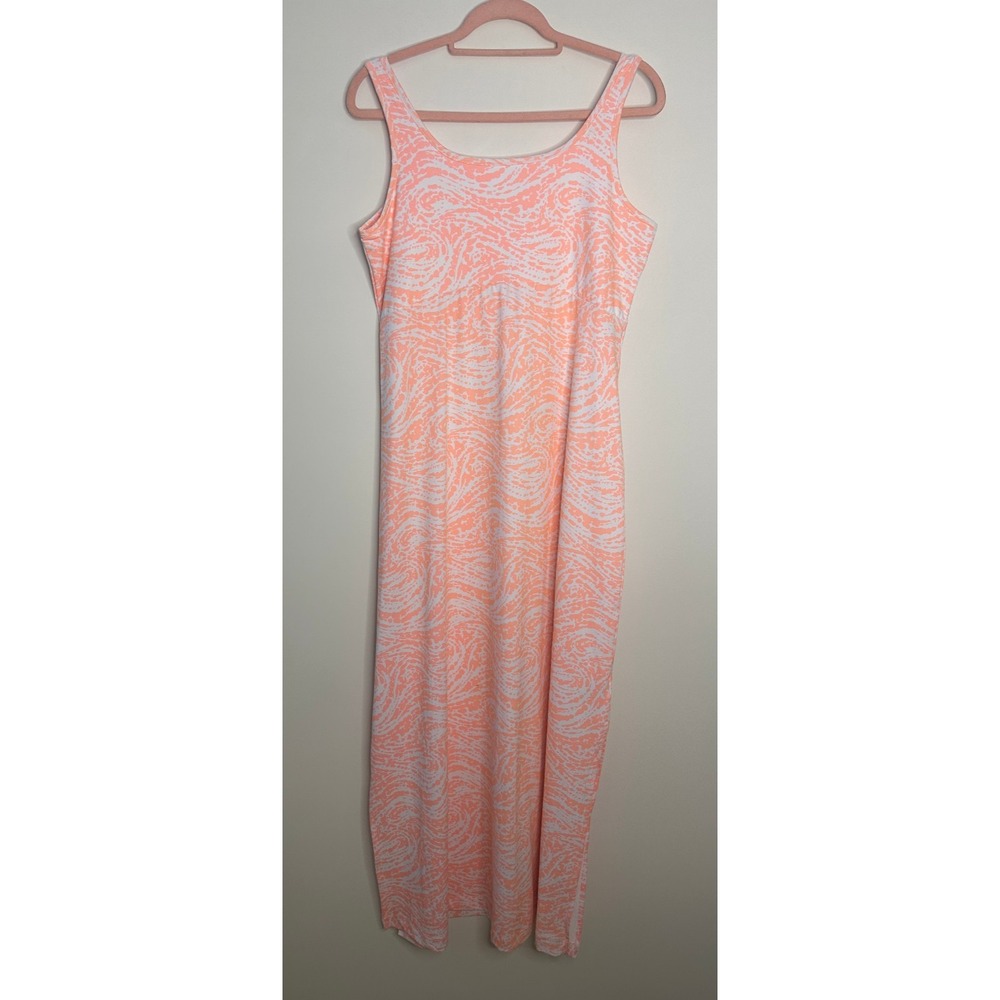 Columbia PFG Freezer Maxi Dress UPF 50 Tiki Pink Swirlscape Stretch Peach Large - Picture 2 of 16